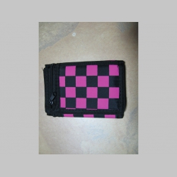 SKA ružovočierna hrubá pevná textilná peňaženka s retiazkou a karabínkou